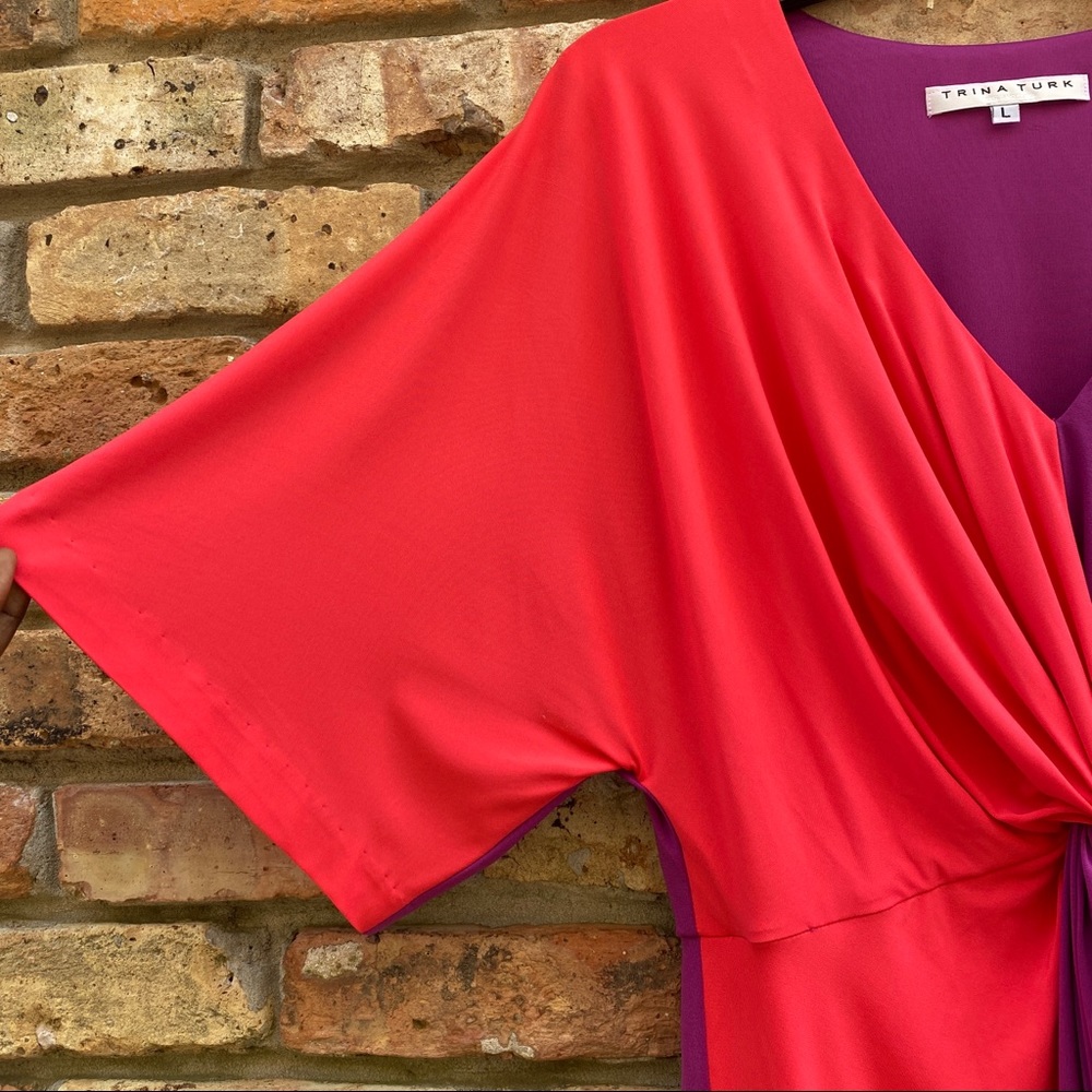 Trina Turk Dress Color Block Etta Midi Size Large - Picture 5 of 10